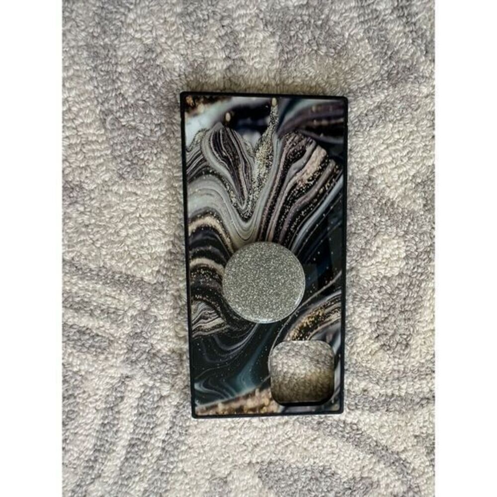 Unique Marble Pattern Phone Case with Pop Socket for iPhone 14 Pro Max